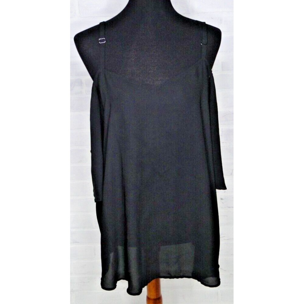 Torrid Cold Shoulder Top Womens Plus Size 3 Black Short Sleeve‎ Sheer